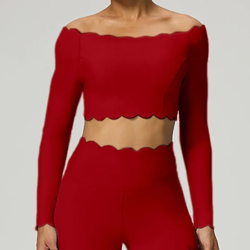 Pilates Yoga One - Atasan Lengan Panjang Berenda, Baju Kompresi,